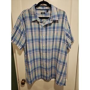 Izod Plaid Shirt XXL‎ Short Sleeve Preppy Plaid Classic